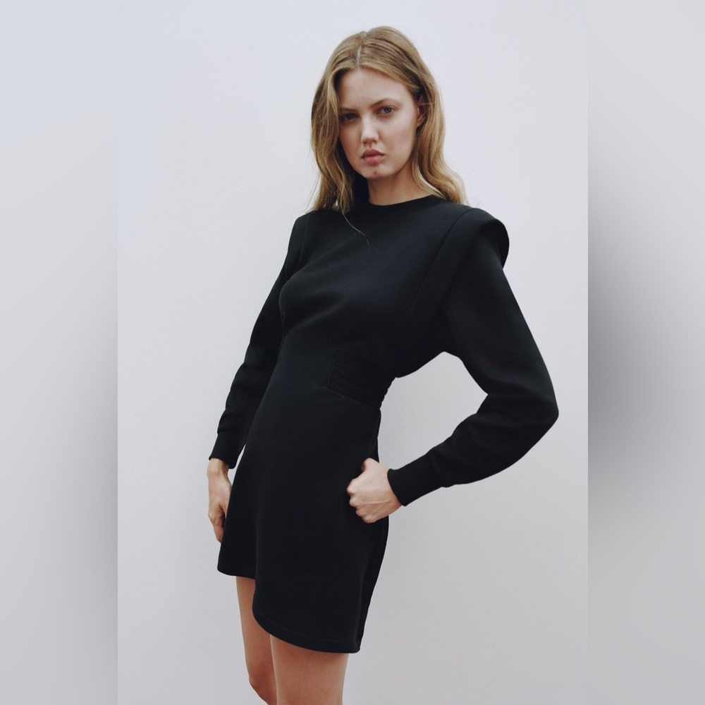 Zara Shoulder Pad Dress With Contrast Back‎ Size M